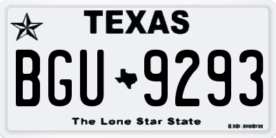 TX license plate BGU9293