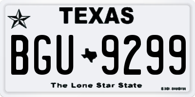 TX license plate BGU9299