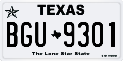 TX license plate BGU9301