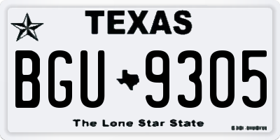 TX license plate BGU9305
