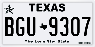 TX license plate BGU9307