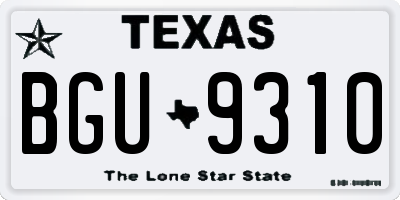 TX license plate BGU9310
