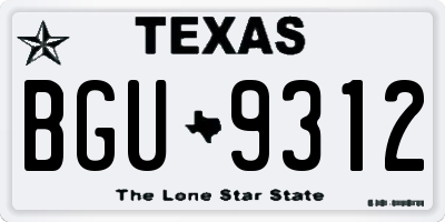 TX license plate BGU9312