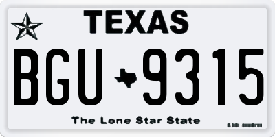 TX license plate BGU9315
