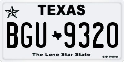 TX license plate BGU9320