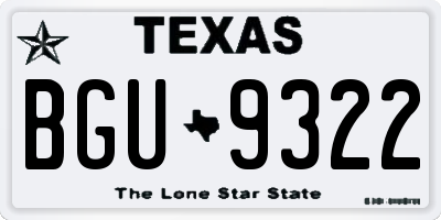 TX license plate BGU9322