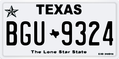 TX license plate BGU9324