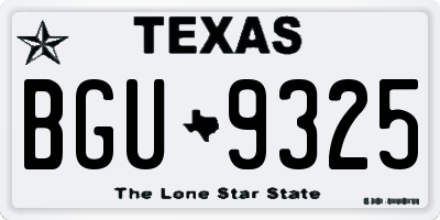 TX license plate BGU9325