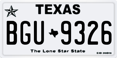 TX license plate BGU9326