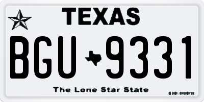 TX license plate BGU9331