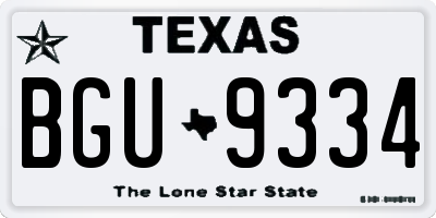 TX license plate BGU9334