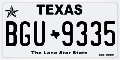 TX license plate BGU9335