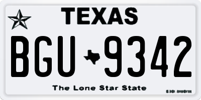 TX license plate BGU9342