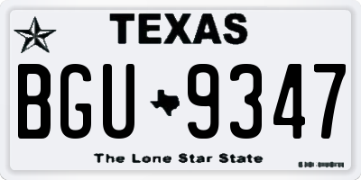 TX license plate BGU9347