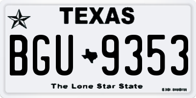 TX license plate BGU9353
