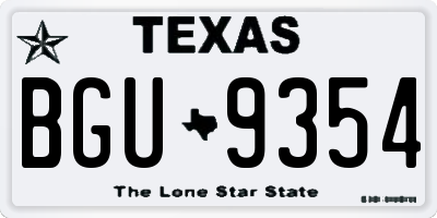 TX license plate BGU9354