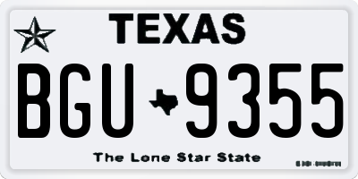 TX license plate BGU9355