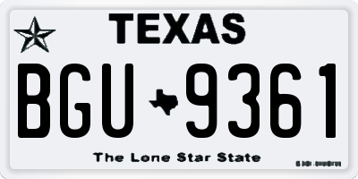 TX license plate BGU9361