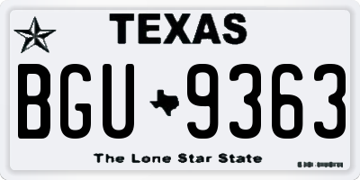 TX license plate BGU9363