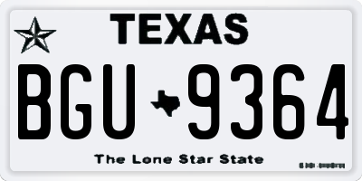 TX license plate BGU9364