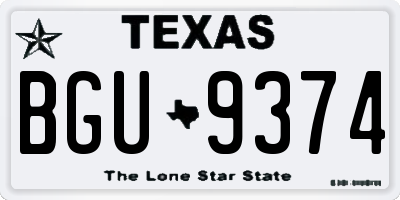 TX license plate BGU9374