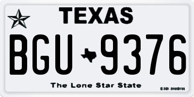 TX license plate BGU9376