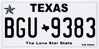 TX license plate BGU9383