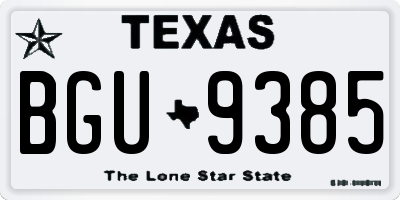 TX license plate BGU9385