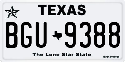 TX license plate BGU9388