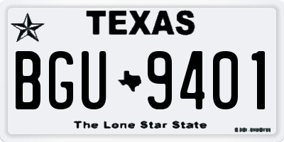 TX license plate BGU9401