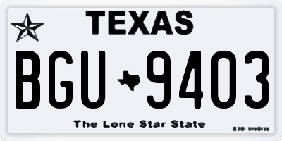 TX license plate BGU9403