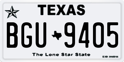 TX license plate BGU9405