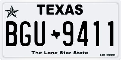 TX license plate BGU9411