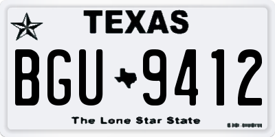 TX license plate BGU9412