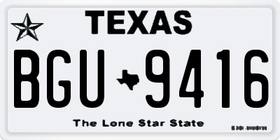TX license plate BGU9416