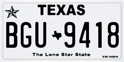 TX license plate BGU9418