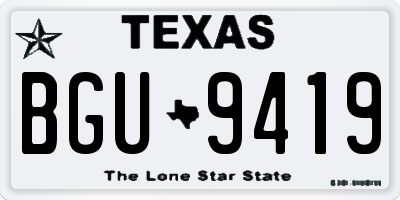 TX license plate BGU9419