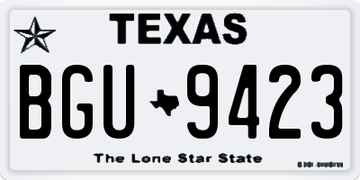 TX license plate BGU9423