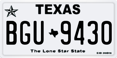 TX license plate BGU9430