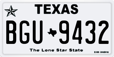 TX license plate BGU9432
