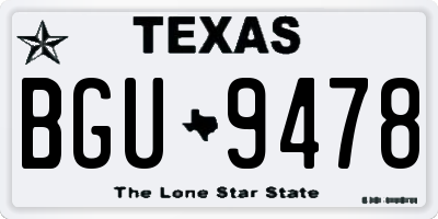 TX license plate BGU9478