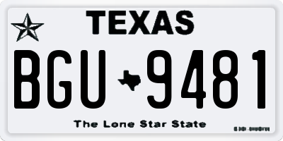 TX license plate BGU9481