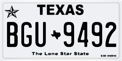 TX license plate BGU9492
