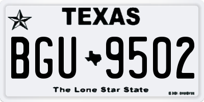TX license plate BGU9502