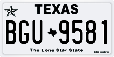 TX license plate BGU9581