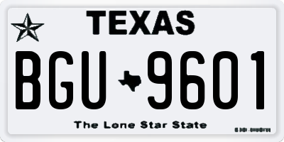 TX license plate BGU9601
