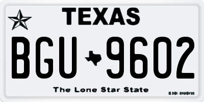 TX license plate BGU9602