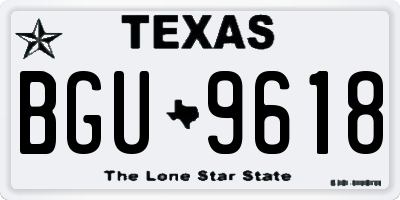 TX license plate BGU9618