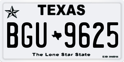 TX license plate BGU9625