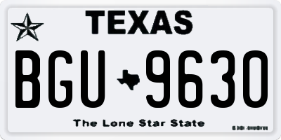 TX license plate BGU9630